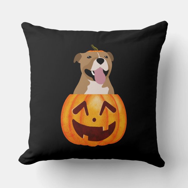 Pitbull Halloween  Throw Pillow (Front)