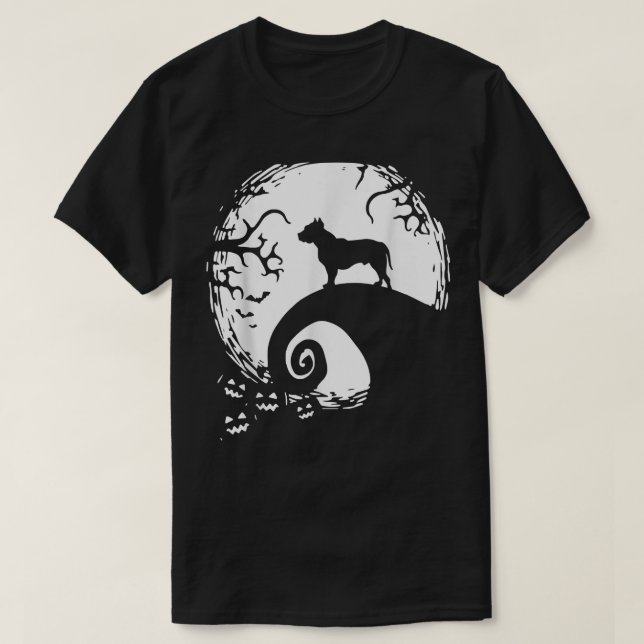 Pitbull Halloween Under The Moonlight Spooky Dog F T-Shirt (Design Front)