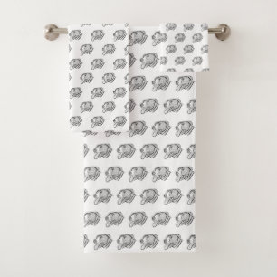 pitbull hand drawn photo dog animal lover bath towel set