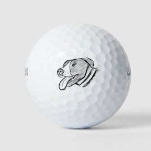 pitbull hand drawn photo dog animal lover golf balls