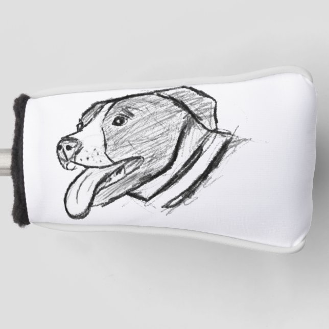 pitbull hand drawn photo dog animal lover  golf head cover (Front)