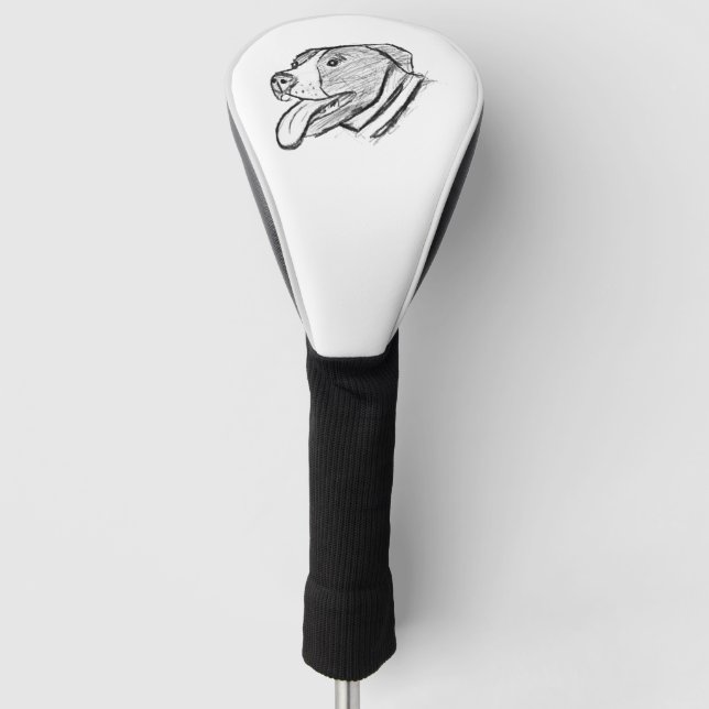 pitbull hand drawn photo dog animal lover  golf head cover (Front)