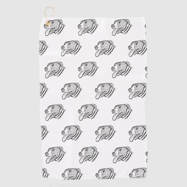 pitbull hand drawn photo dog animal lover  golf towel (Front)
