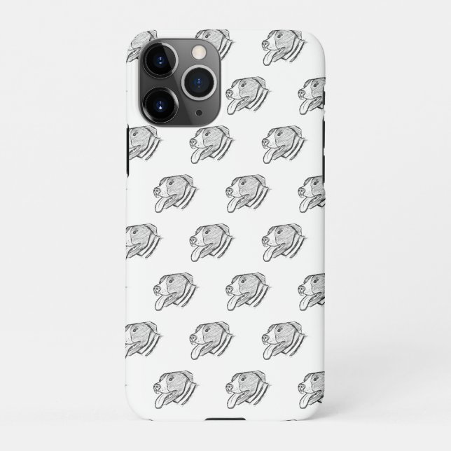 pitbull hand drawn photo dog animal lover iPhone case (Back)