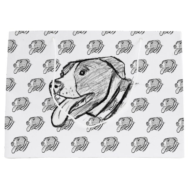 pitbull hand drawn photo dog animal lover large gift bag (Front)
