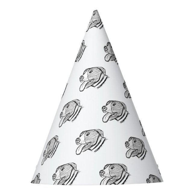 pitbull hand drawn photo dog animal lover party hat (Front)
