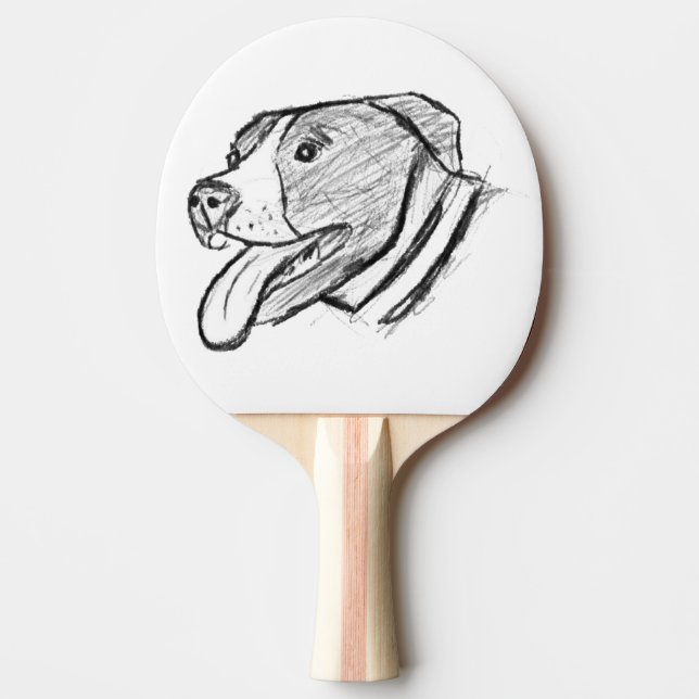pitbull hand drawn photo dog animal lover ping pong paddle (Front)