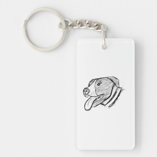 pitbull hand drawn photo dog animal lover poster keychain (Front)