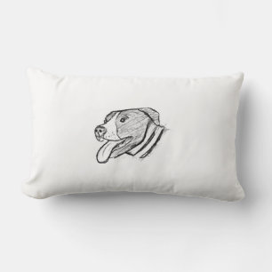 pitbull hand drawn photo dog animal lover poster lumbar pillow