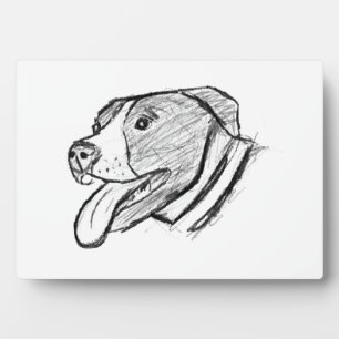 pitbull hand drawn photo dog animal lover poster plaque