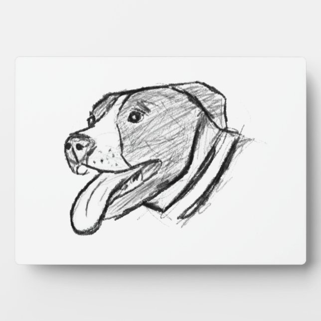 pitbull hand drawn photo dog animal lover poster plaque (Front)