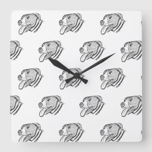 pitbull hand drawn photo dog animal lover poster square wall clock