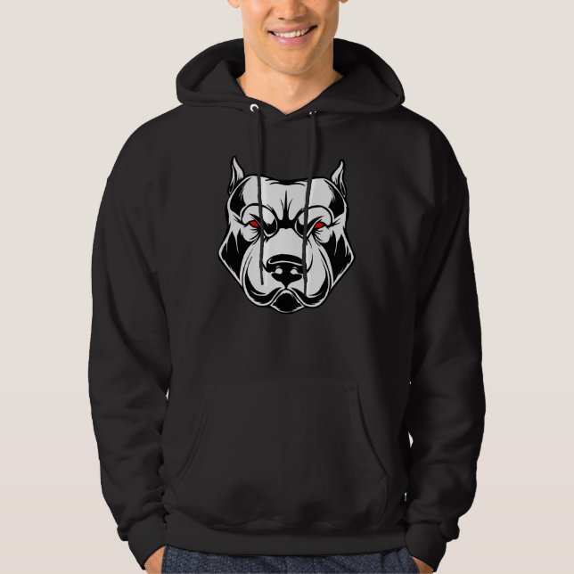Pitbull Head With Red Eyes Oranges Hoodie (Front)