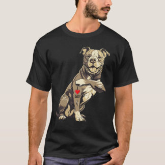 Pitbull I Love Dad Pit Bullerrier Pettie Dog Owner T-Shirt