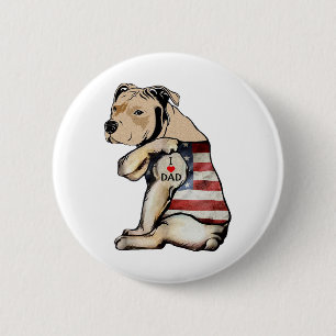 Pitbull I Love Dad Tattoo Fathers Day 2 Inch Round Button