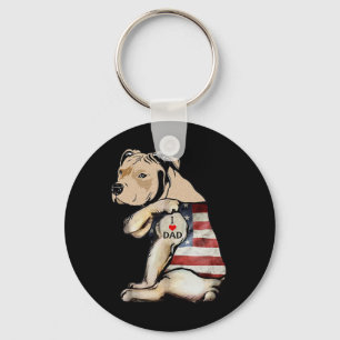 Pitbull I Love Dad Tattoo Fathers Day  Keychain