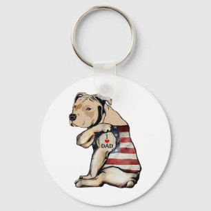 Pitbull I Love Dad Tattoo Fathers Day Keychain