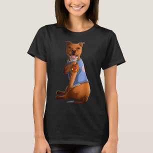 Pitbull I Love Mom Funny Pitbull Tattooed 306 T-Shirt