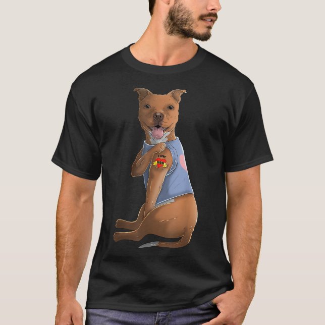 Pitbull I Love Mom Tattoo Dog Funny Mother's Day G T-Shirt (Front)