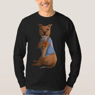 Pitbull I Love Mom Tattoo Dog Funny Mother's Day G T-Shirt