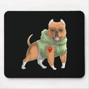Pitbull I Love Mom Tattoo Dog Shirt Funny Mothers  Mouse Pad