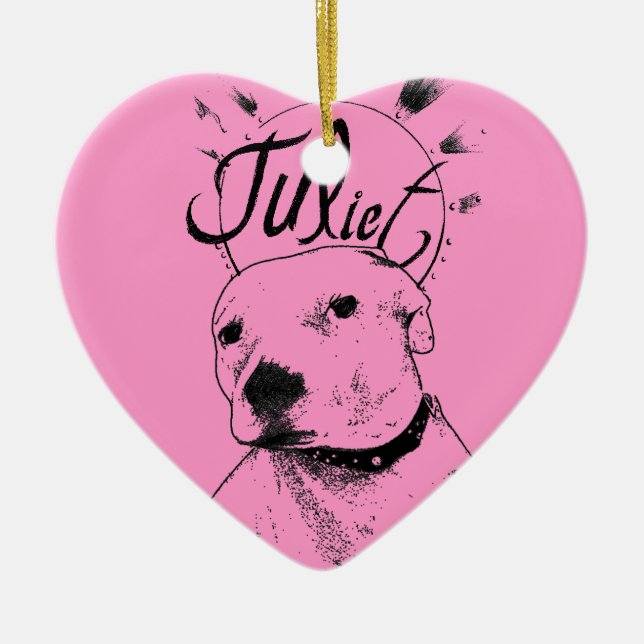 Pitbull Illustration Ceramic Ornament (Front)