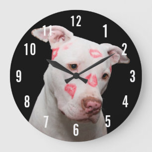 Pitbull Kisses Large Clock
