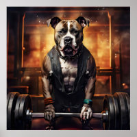 Pitbull Lifting Weights Vintage 