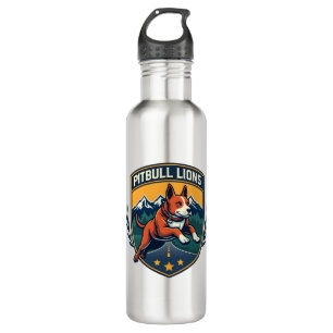 Pitbull Lions Vintage Mascot Sports Badge Vector D 710 Ml Water Bottle