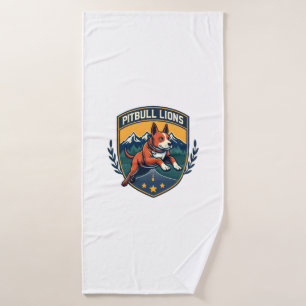 Pitbull Lions Vintage Mascot Sports Badge Vector D Bath Towel
