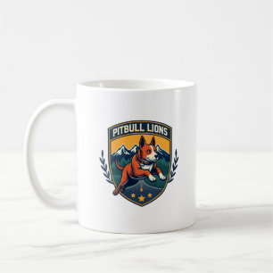Pitbull Lions Vintage Mascot Sports Badge Vector D Coffee Mug