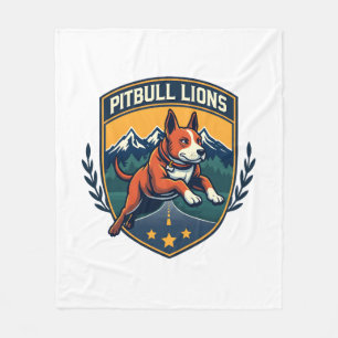 Pitbull Lions Vintage Mascot Sports Badge Vector D Fleece Blanket