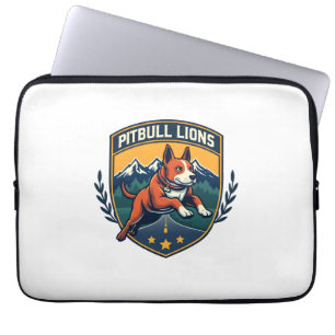 Pitbull Lions Vintage Mascot Sports Badge Vector D Laptop Sleeve
