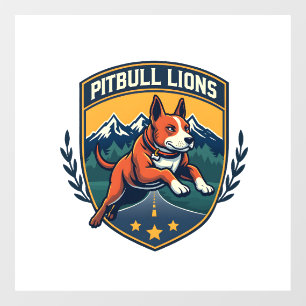 Pitbull Lions Vintage Mascot Sports Badge Vector D Window Cling