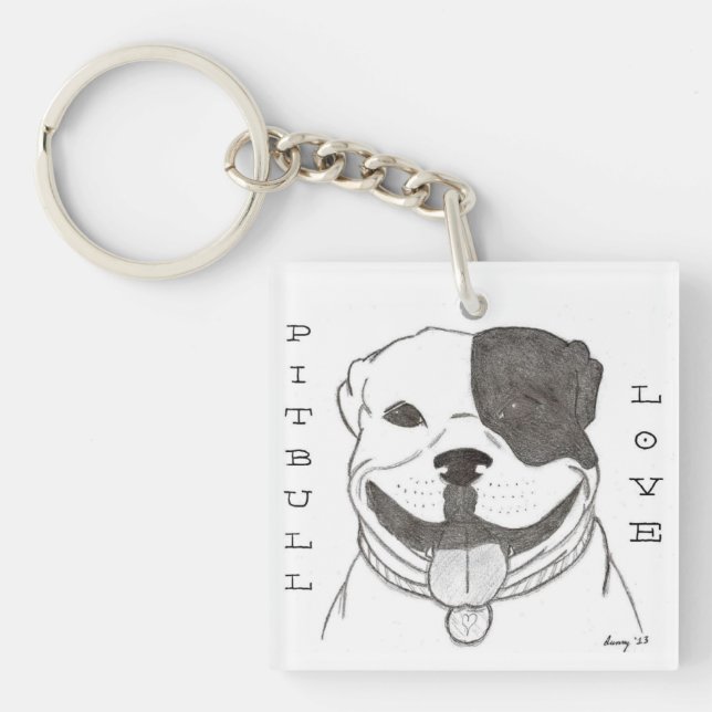 Pitbull Love Acrylic Keychain (Front)