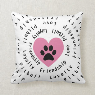 Pitbull Love Friendship Loyalty Swirl Throw Pillow