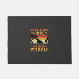 Pitbull Love Retro Sunset Dog Doormat