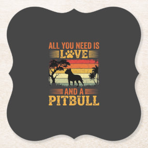 Pitbull Love Retro Sunset Dog Paper Coaster
