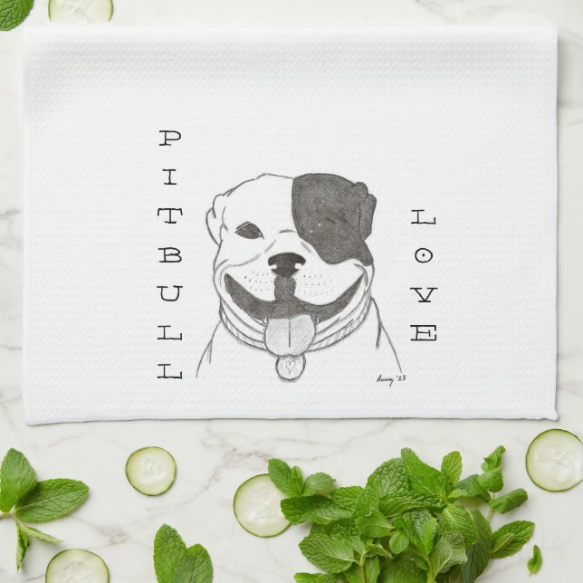 Pitbull Love Serviette de cuisine (Plié)