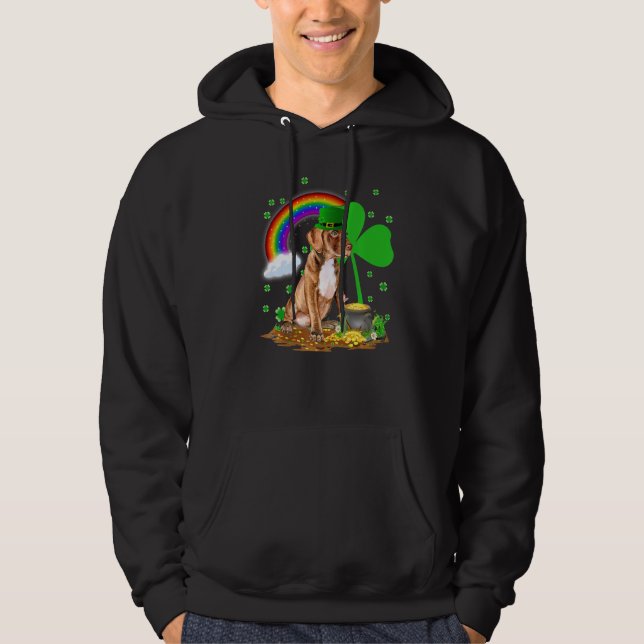 Pitbull Love This Is My Charm Shamrock Patrick's D Hoodie (Front)