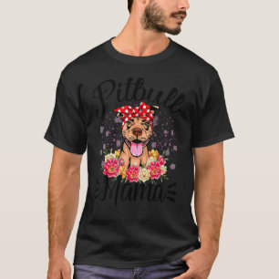 Pitbull Mama Florals Cute Dog Mom Mother's Day 1 T-Shirt
