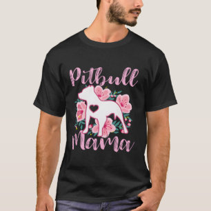 Pitbull Mama K Flowers Pittie Mom Mothers Theme T-Shirt