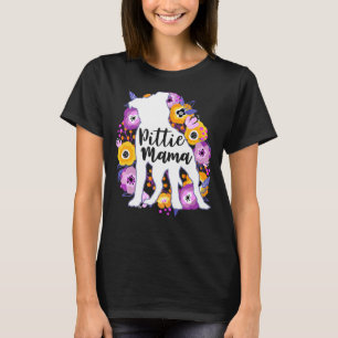Pitbull Mama Purple Flowers Pittie Mom Cute Pit Bu T-Shirt
