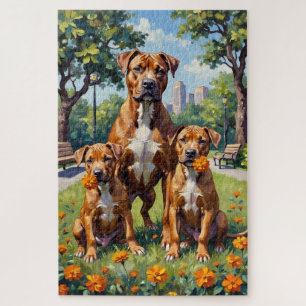 Pitbull Marigold Park Art Jigsaw Puzzle