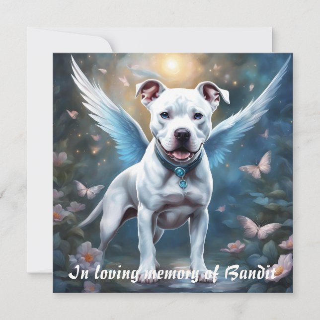 Pitbull Memorial Poem White Wings Add Name Gift Card (Front)