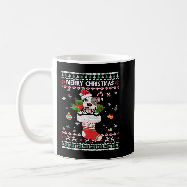 Pitbull Merry Pitmas Christmas Lights For Pitbull  Coffee Mug (Left)