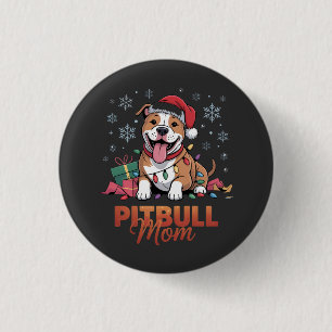 Pitbull Mom Christmas Santa Hat Pitbull Dog Mom  1 Inch Round Button