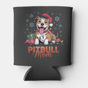 Pitbull Mom Christmas Santa Hat Pitbull Dog Mom Can Cooler