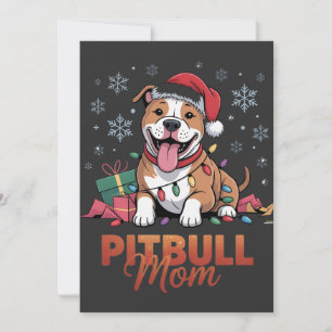 Pitbull Mom Christmas Santa Hat Pitbull Dog Mom Invitation