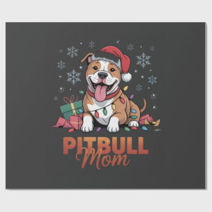 Pitbull Mom Christmas Santa Hat Pitbull Dog Mom Wrapping Paper